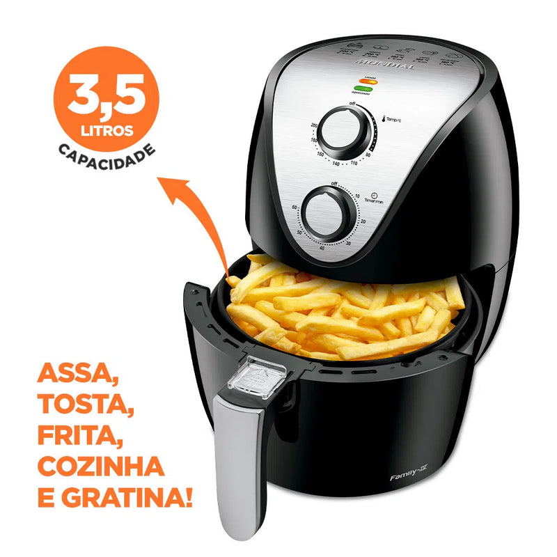 Air Fryer Mondial - Preta 3,5L com Timer